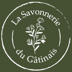 Logo savonnerie blanc fond vert